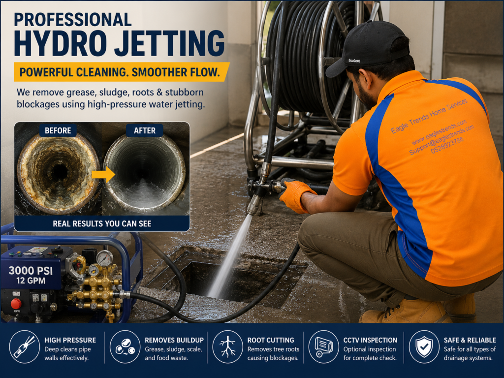 Professional Hydro Jetting Services in Abu Dhabi by Eagle Trends